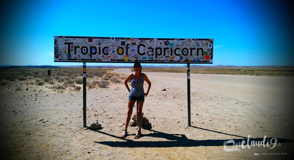 This is the Tropic of Capricorn - which is one of the five major circles of latitude of a map of the Earth. It marks the most southerly latitude at which the sun can appear directly overhead.