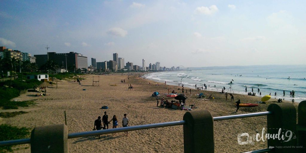 This is the beach front in Durban, a city in South Africa.
