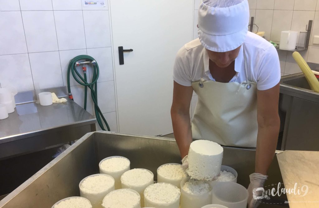This is Sieglinde from South Tyrol Schenna making Cheese and her cheese shop.