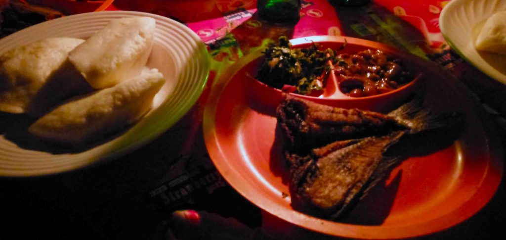 This is Butterfish and Nsima a traditional Malawian dish.