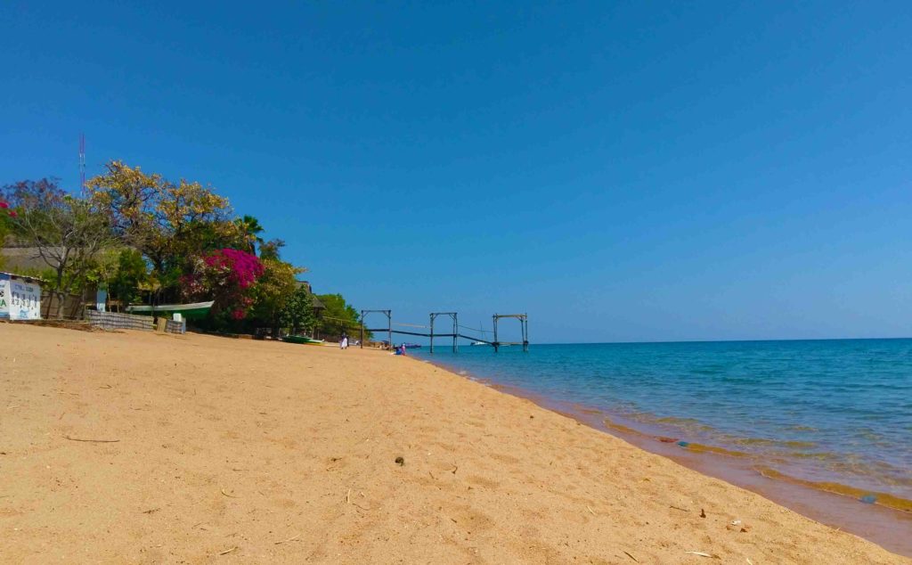 This is the beach of Lake Malawi at Cape Maclear a peninsula in the south of Malawi.