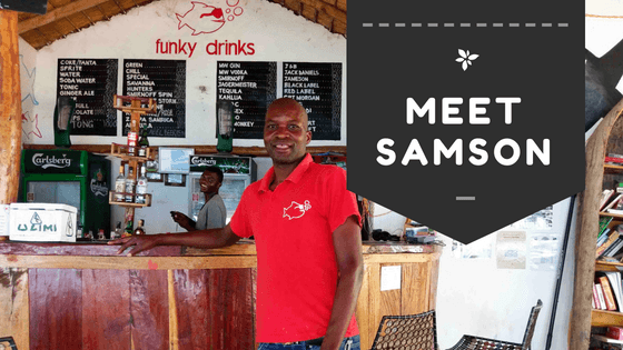 This is Samson from Cape Maclear Malawi. He is a chef at a restarant in a hostel at Cape Maclear Malawi.